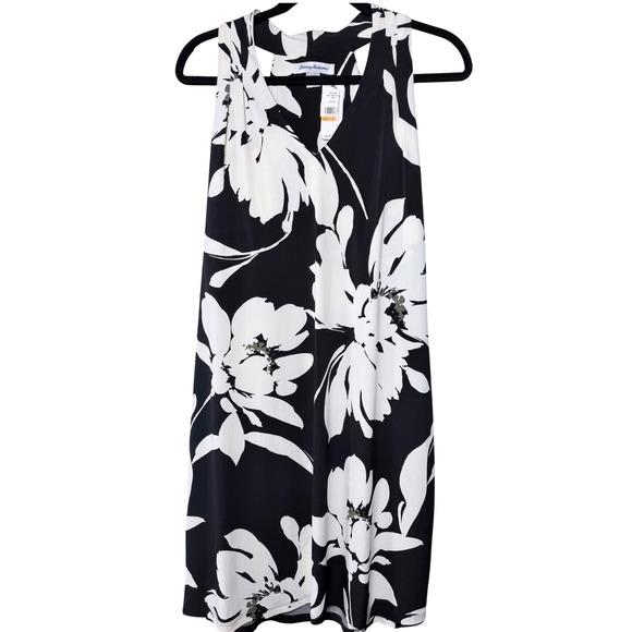 Tommy Bahama Dresses & Skirts - Tommy Bahama Womens Black White Floral V-Neck Shift Dress SW221646BR Size Medium